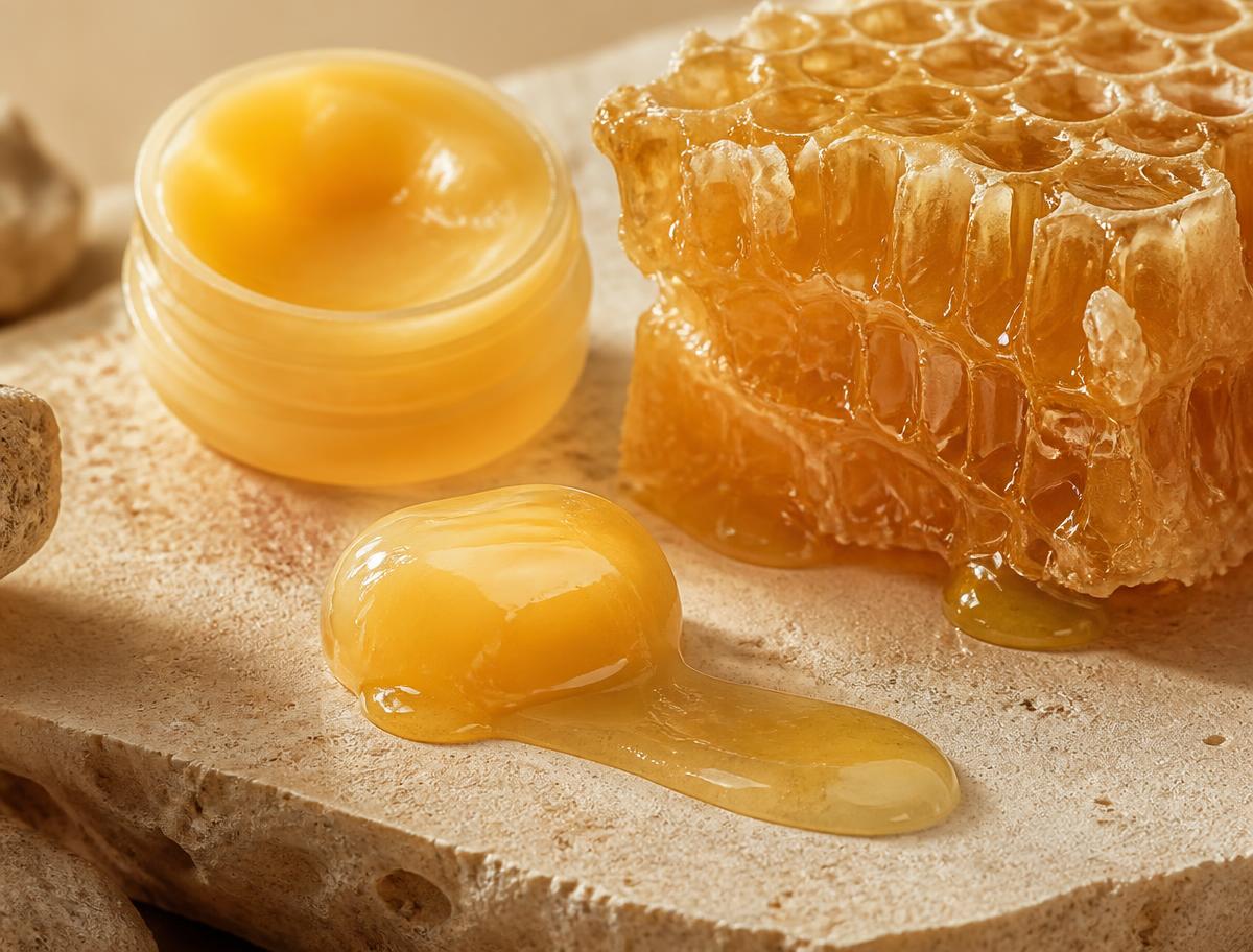 Macro photograph of royal jelly texture